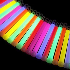 NuLink Glowstick, 25 6 Glow Sticks Cham Lights Flat Bottom, Assort Colors