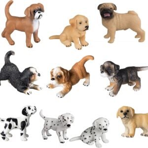 TOYMANY 10PCS Dog Figurines Playset, Realistic Detailed Plastic Puppy Figures, Hand Painted