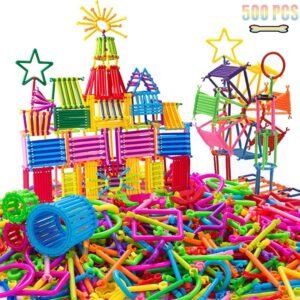 AveryLu 500 PCS Building Toy Building Blocks Bars Different Shape Educational Construction