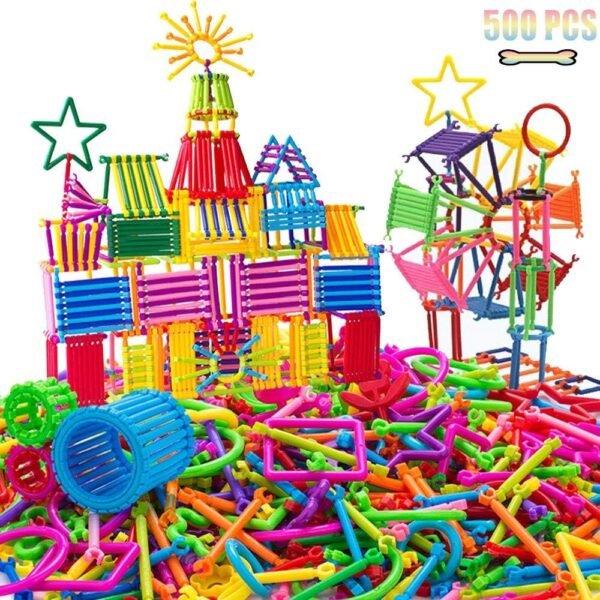 AveryLu 500 PCS Building Toy Building Blocks Bars Different Shape Educational Construction