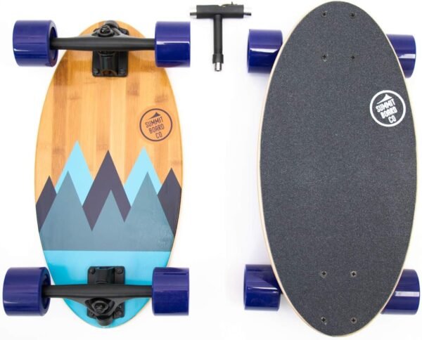 Summit Board Co Short Longboard Skateboard Deck with Precision Bearings and Rugged