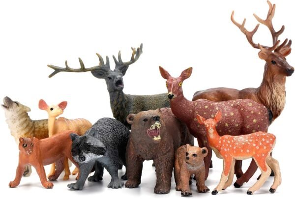 Woodland Animals Figurines Toys, 10 Piece Realistic Plastic Wild Forest Animals Figures