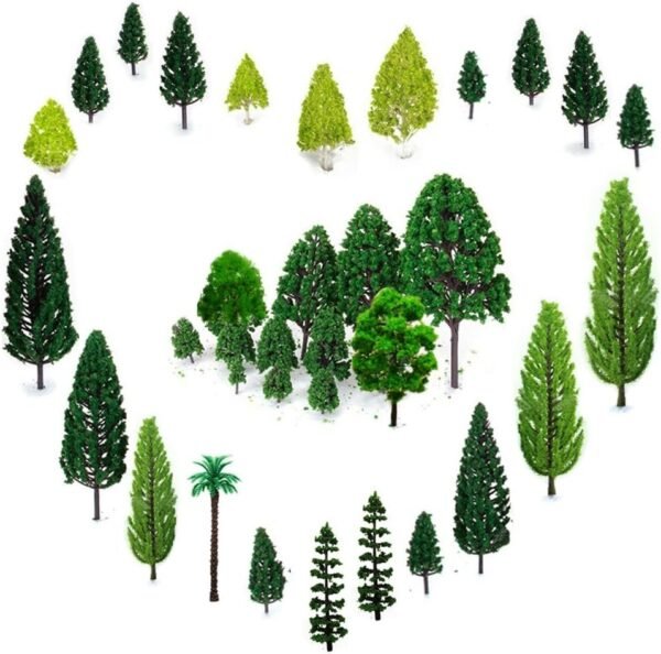 OrgMemory 29pcs Mixed Model Trees 1.5-6 inch4 -16 cm, Ho Scale Trees,