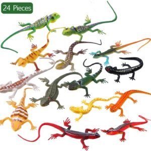24 Piece Artificial Model Reptile Lizard Colorful Plastic Lizards Toy Action Figure