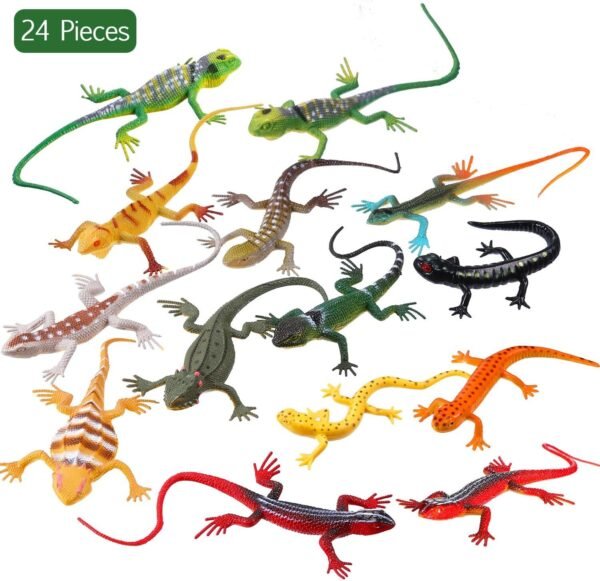 24 Piece Artificial Model Reptile Lizard Colorful Plastic Lizards Toy Action Figure