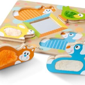 Melissa & Doug First Play Wooden Touch & Feel Puzzle, Peek-a-Boo Pets