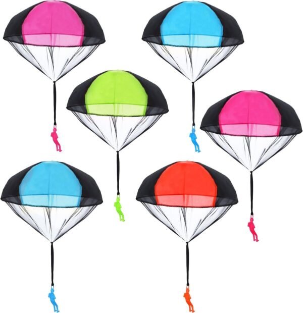 Blulu 6 Pieces Parachute Toys Tangle Free Throwing Hand Throw Soldiers Toss