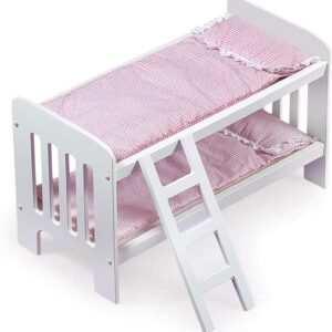 Badger Basket Gingham Doll Bunk Bed with Ladder, Bedding, and Free Personalization