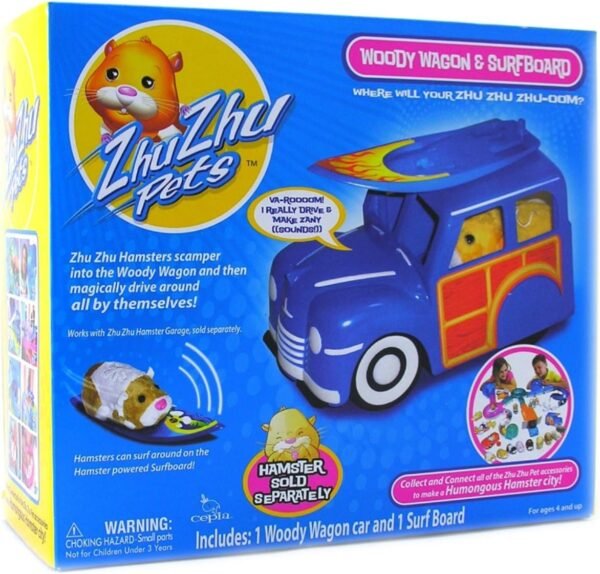 Zhu Zhu Pets Hamster Deluxe Accessories Woody Wagon & Surfboard