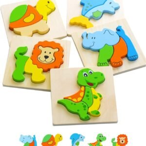 Toy Pal Toddler Wooden Puzzles for 2 Year Old, 5 Pack Educational