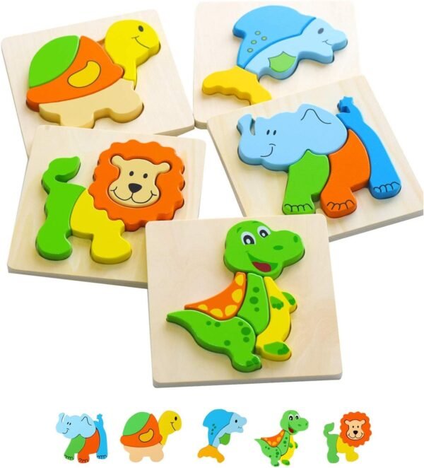 Toy Pal Toddler Wooden Puzzles for 2 Year Old, 5 Pack Educational