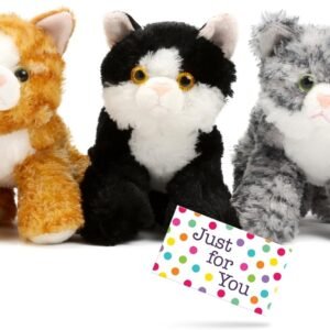 J4U Set of Three Mini Flopsie Cats with Gift Tag - One