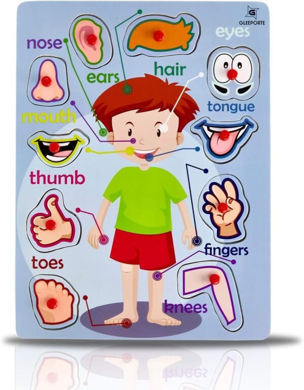 Wooden Peg Puzzle, My Body - Outside - Learning Educational Pegged Puzzle