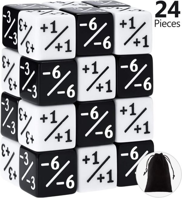24 Pieces Dice Counters Token Dice Loyalty Dice D6 Dice Cube Compatible