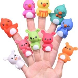 FUN LITTLE TOYS 10 PCs Animal Finger Puppets, Bath Finger Puppets for