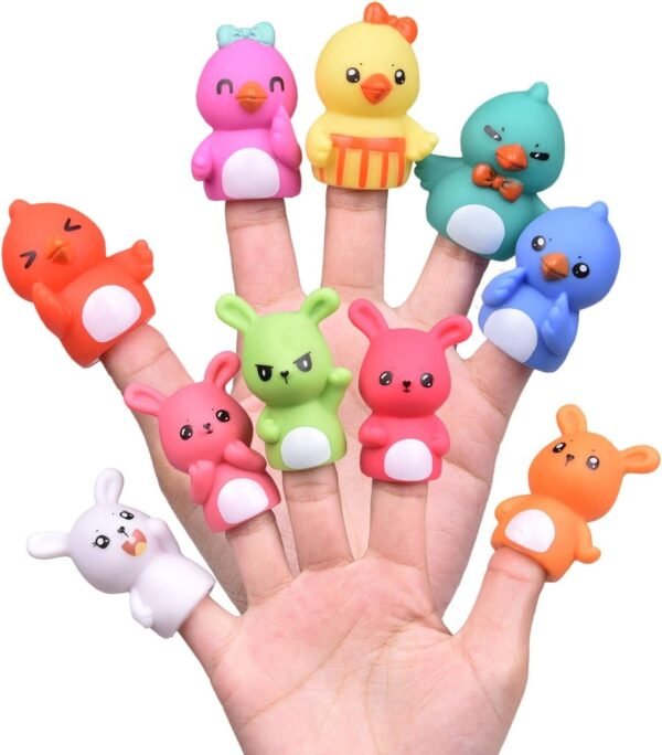 FUN LITTLE TOYS 10 PCs Animal Finger Puppets, Bath Finger Puppets for