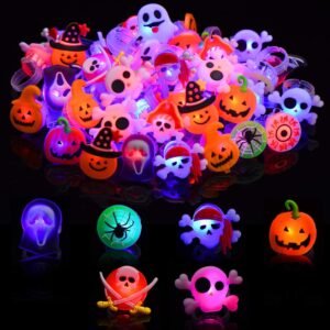 Gejoy 75 Pieces Halloween LED Rings Plastic Party Light Rings Glow Rings