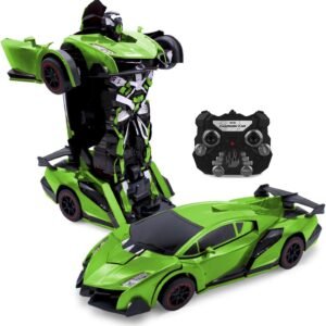 Family Smiles Kids RC Toy Car Transforming Robot One Button Transformation Engine