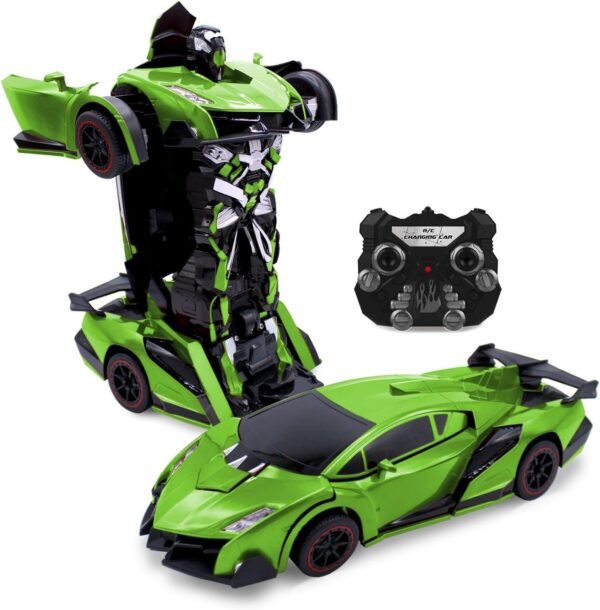 Family Smiles Kids RC Toy Car Transforming Robot One Button Transformation Engine