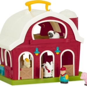 Battat Big Red Barn Animal Farm Playset for Toddlers 18M+ 6Piece, Dark