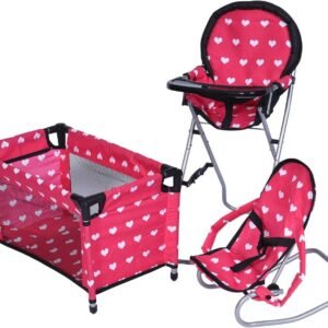 New York Doll Collection Dolls Mega Play set with Dolls High Chair,