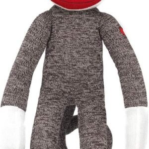 Plushland Brown Original Sock Monkey, Adorable Hand Knitted Stuffed Animal Toy Gift-for
