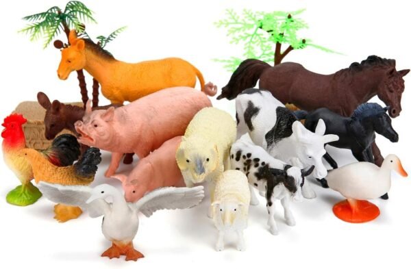 BOLMAZ Farm Animals Figures Toys, 26PCS Realistic Jumbo Plastic Farm Figurines Playset