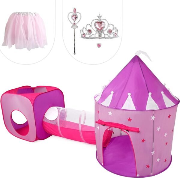 Gift for Girls, Princess Tent with Tunnel, Kids Castle Playhouse & Princess
