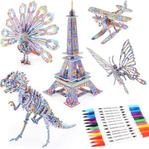 BEARUN 3D Coloring Puzzle Set, Arts and Crafts for Girls and Boys