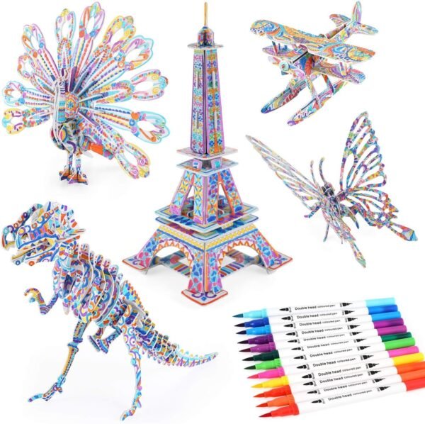 BEARUN 3D Coloring Puzzle Set, Arts and Crafts for Girls and Boys