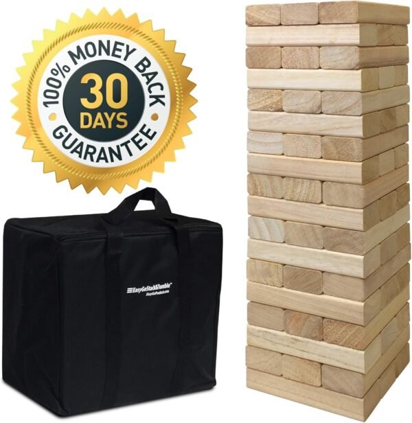 EasyGoProducts 54Piece Giant Wood Block Stack & Tumble Tower Toppling Blocks Game