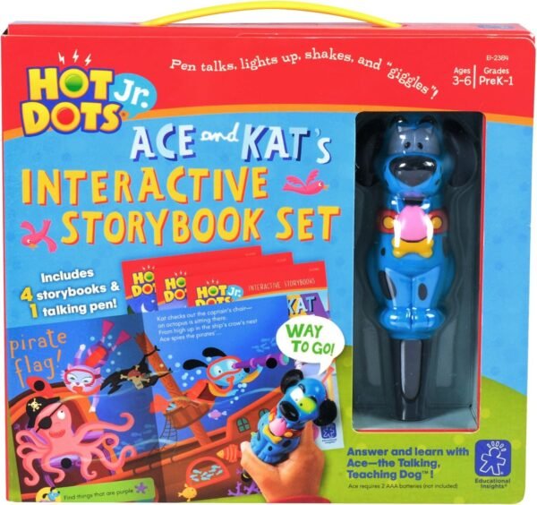Educational Insights Hot Dots Jr. Interactive Storybook, 4 Books & Interactive Pen,