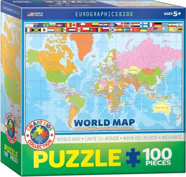 World Map 100 Piece Jigsaw Puzzle Kit Toy Fun Kids