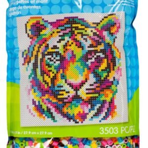 Perler PB-80A-11131 Rainbow Tiger Pattern and Fuse Bead Kit, x 11, 3503pc