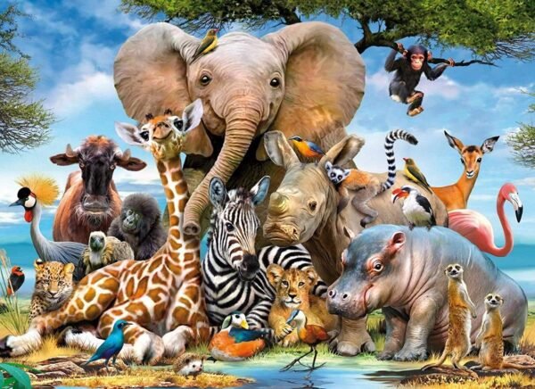 1000 PCS Jigsaw Puzzles-Animal World, Fun Games for Adults and Children, Educational