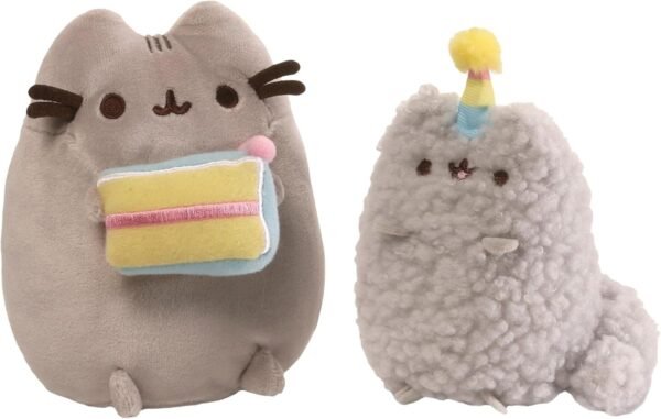 GUND Pusheen and Stormy Birthday Plush Stuffed Animals Collector, Gray, Set of