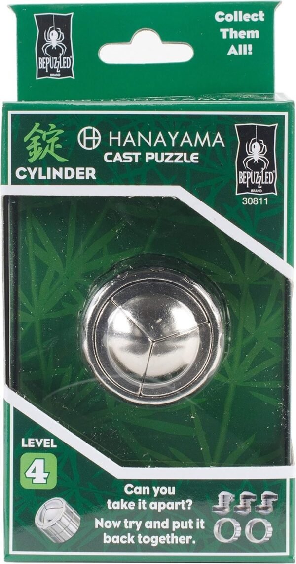 BePuzzled 30811 Cylinder Hanayama Cast Metal Brain Teaser Puzzle Level 4 Puzzles