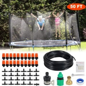 Trampoline Waterpark Sprinkler DIY 50 Feet 20 Nozzles for Outdoor Misting Cooling