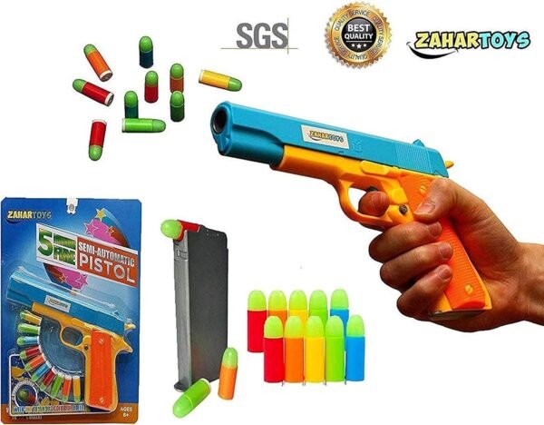 ZAHAR Toys Realistic Colt 1911 Toy Gun with 10 Colorful Soft Bullets,