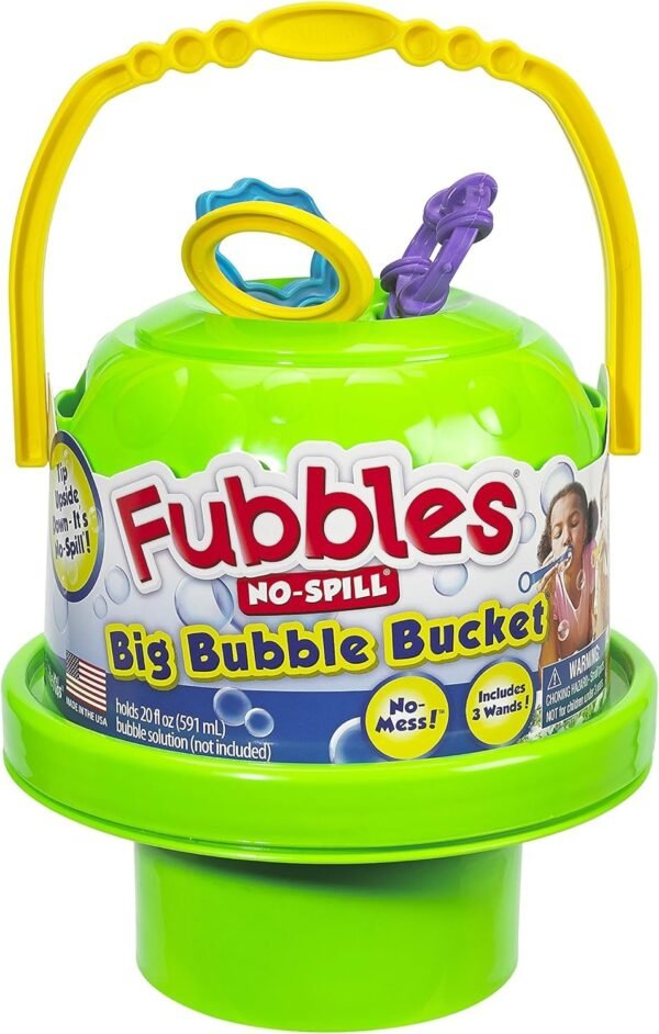 Little Kids Fubbles No-Spill Big Bubble Bucket in Green for Multi-Child Play,