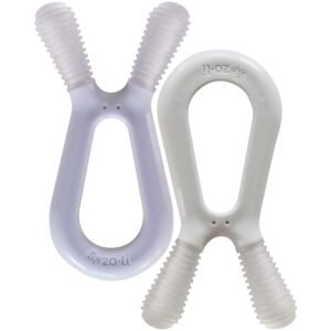ZoLi Bunny Dual nub teether 2 Pack Baby Teething Relief - Lilac/Grey,