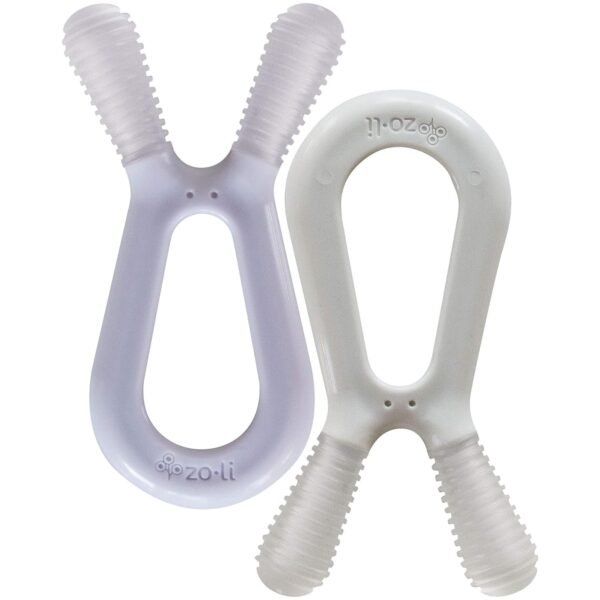 ZoLi Bunny Dual nub teether 2 Pack Baby Teething Relief - Lilac/Grey,