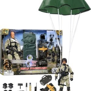 Click N Play Military Airborne Paratrooper 12 Action Figure Play Set Accessories