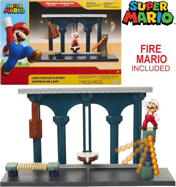 SUPER MARIO Nintendo Lava Castle Deluxe Play Set, Includes 2.5 Fire Mario