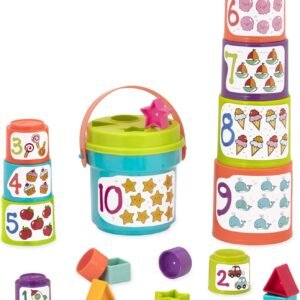 Battat - Sort & Stack - Educational Stacking Cups with Numbers &