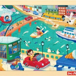 24 Piece Puzzle for Kids Ages 3-5, City Traffic Wooden Jigsaw Puzzles