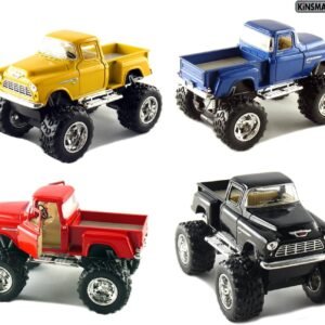 Set of 4 Trucks 5 Chevy Stepside 4x4 Pick Up Monster Wheel