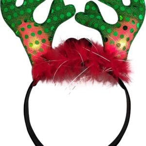 Mammoth Sales Light Up LED Christmas Reindeer Antlers Headband Costume
