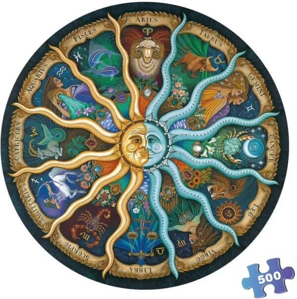 500 Pieces Puzzles for Adults Round Jigsaw Puzzles Zodiac Floor Puzzle Kids