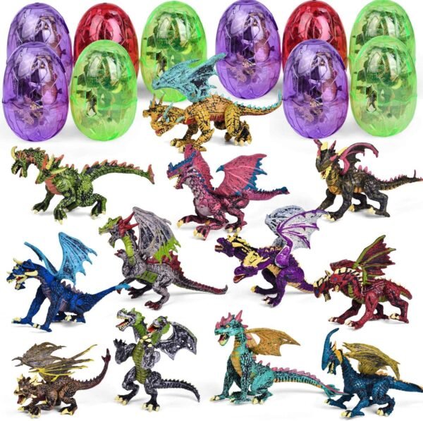 FUN LITTLE TOYS 12 Pack Dragon Toys, Dragon Figure 3D Puzzles for